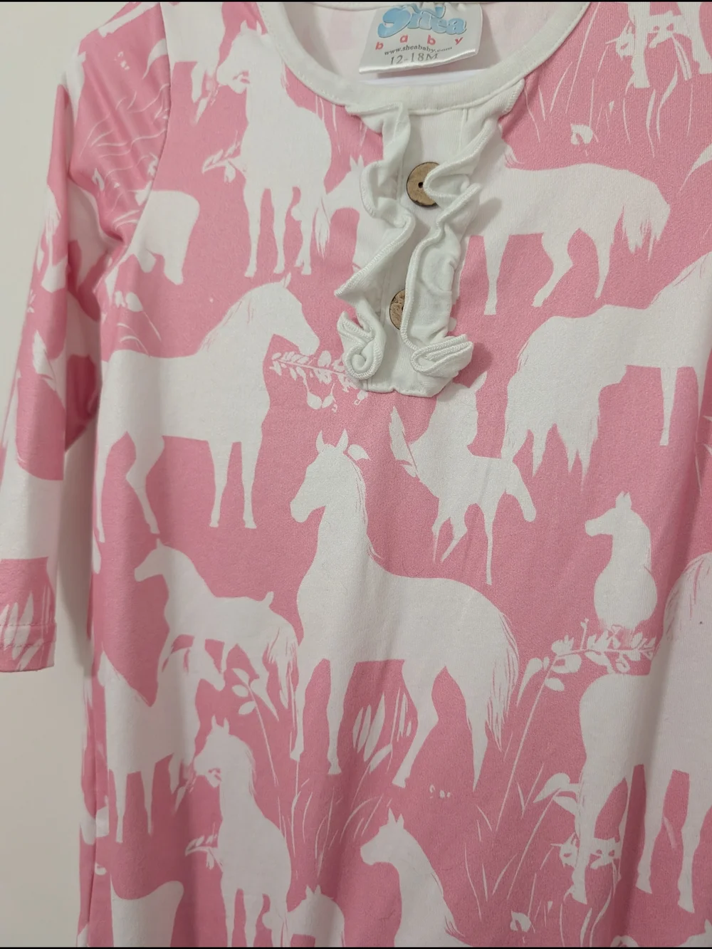 💥3/$24 Pink‎ & White Horse Print Ruffle Romper